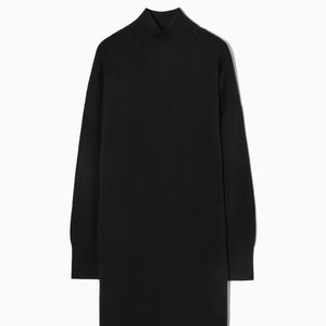 COS long line knitted, black, maxi, turtleneck, sweater dress NWT